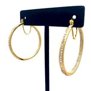 Dazzling Gold and CZs Hoop Earrings